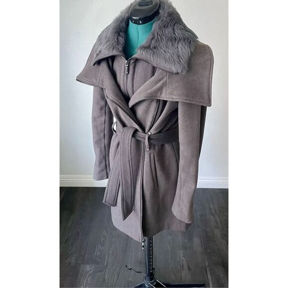 BCBG Victoria Pea Coat Removable Lambskin Hood Jacket - Picture 4 of 10